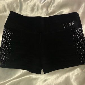 Pink Rhinestone Yoga Shorts
